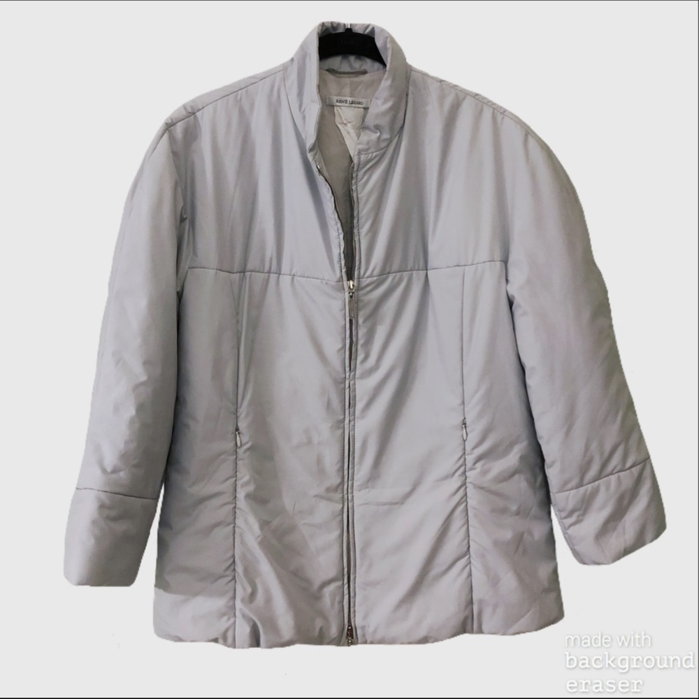 Rene Lezard Ice Blue Cropped Puffer Coat